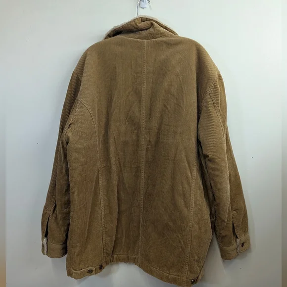 Vintage GAP Men's Icon Y2K Tan Corduroy Jacket with Sherpa Lining L Oversized